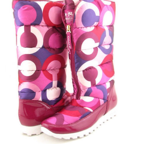 Coach Womens Jolt Fabric Pink Berry Winter Boots size 8M - Picture 1 of 14